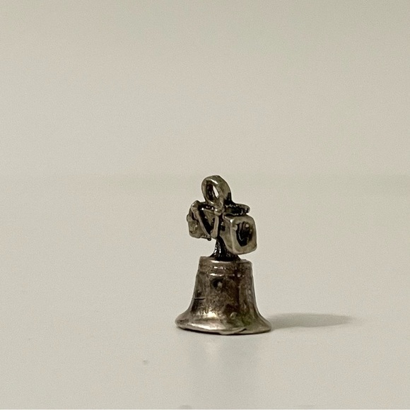 Vintage Sterling Silver Liberty Bell Bracelet Charm - Picture 2 of 14
